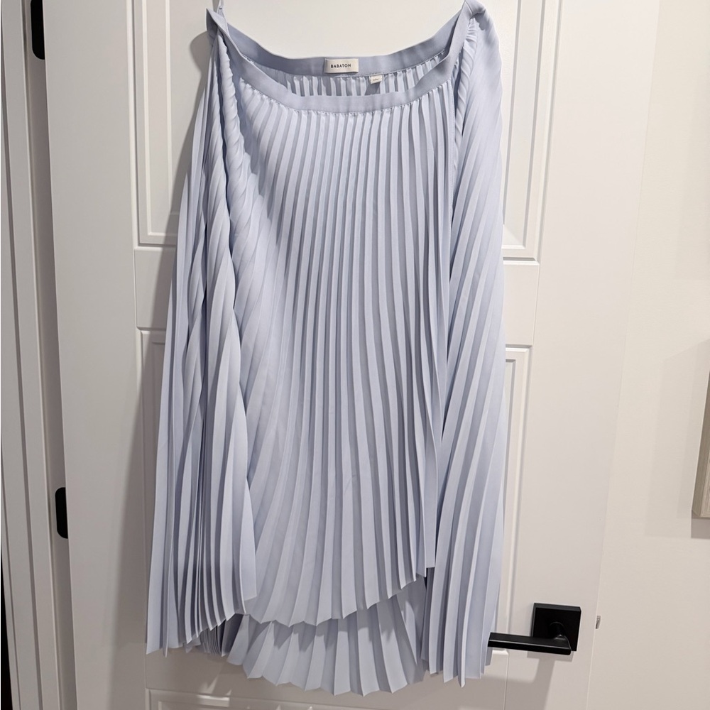 Ladder Pleated Light Blue Womens Skirt - Babaton